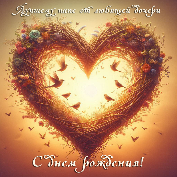 Открытка с днем рождения папе от дочки
