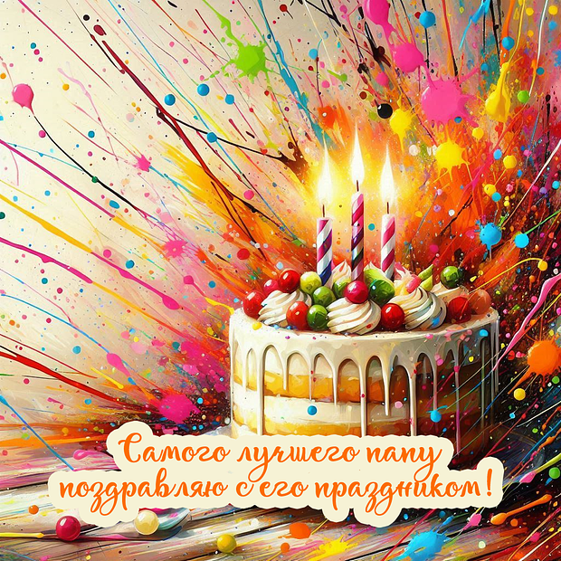 Картинка с пожеланиями на день рождения папе