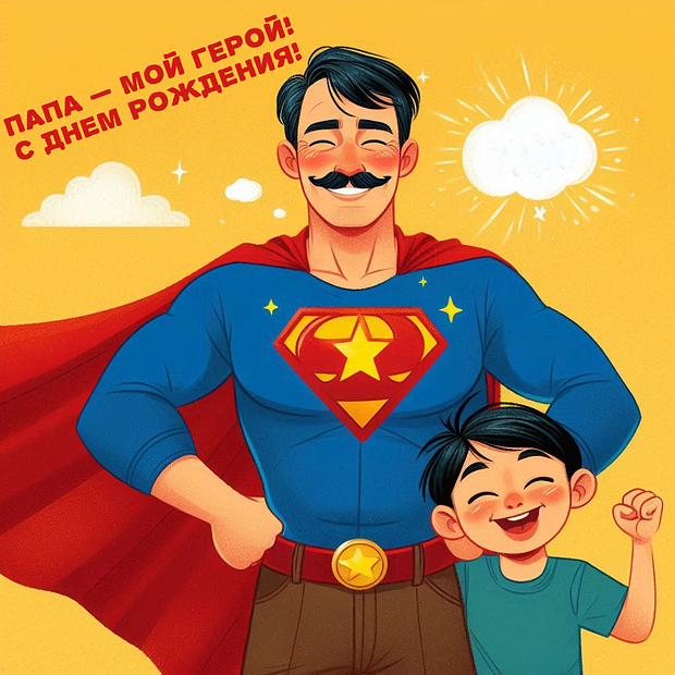 Картинка с днем рождения папе от сына 


