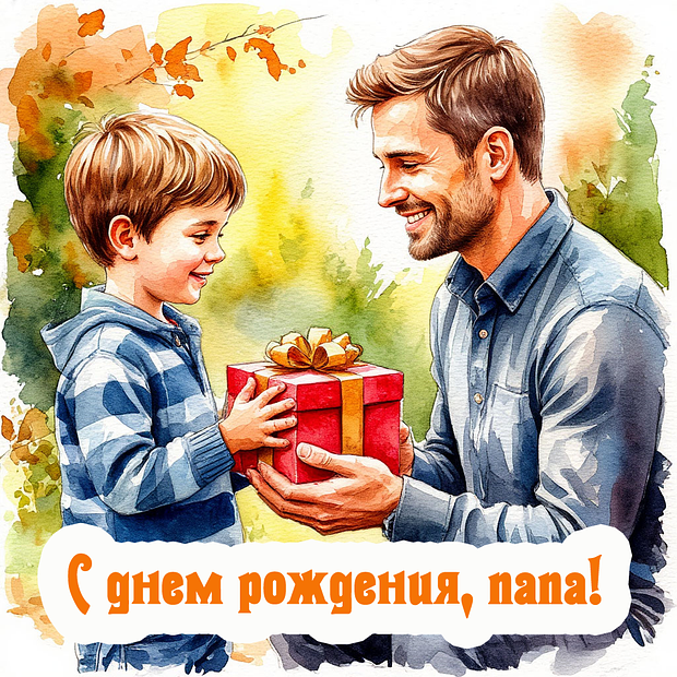Открытка с днем рождения папе от сына

