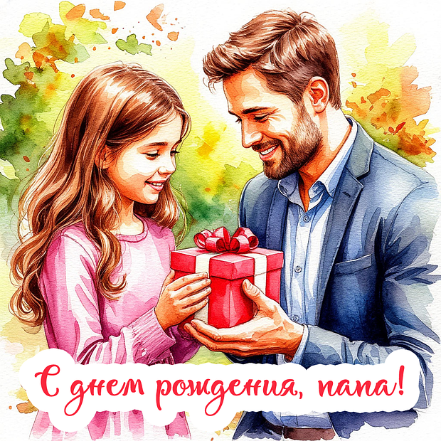 Открытка с днем рождения папе от дочери
