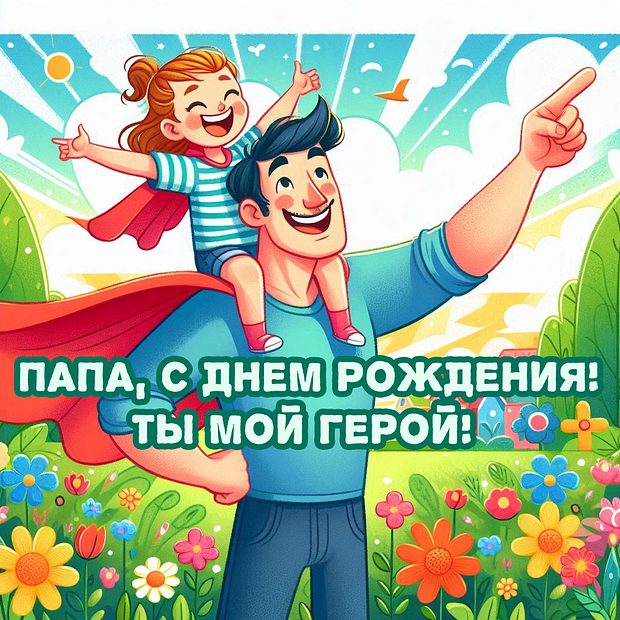 Открытка с днем рождения папе от дочери
