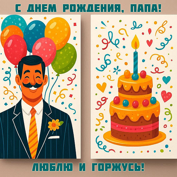 Открытка с поздравлением на день рождения папе