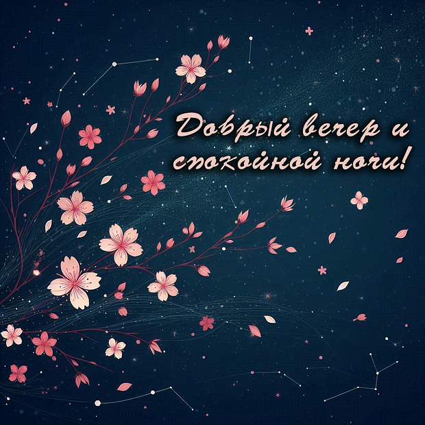 Открытка добрый вечер и спокойной ночи	
