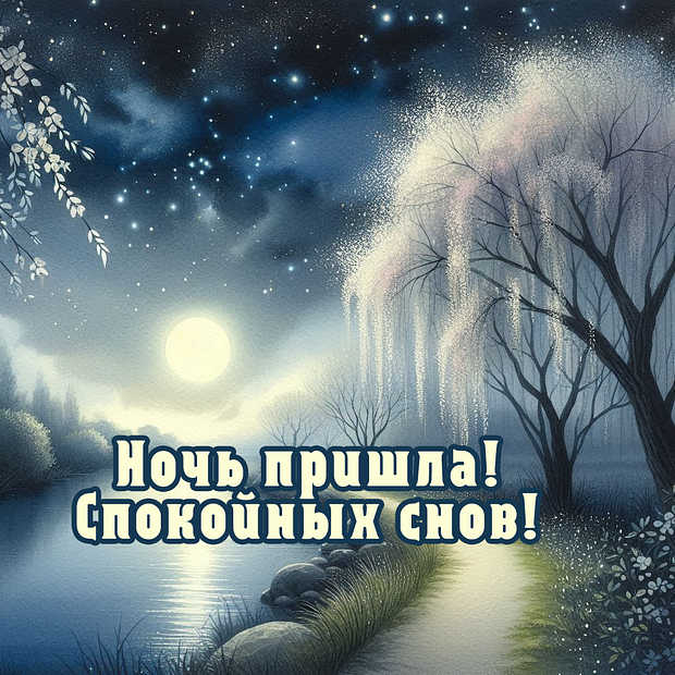 Красивая картинка с пожеланием доброй ночи
