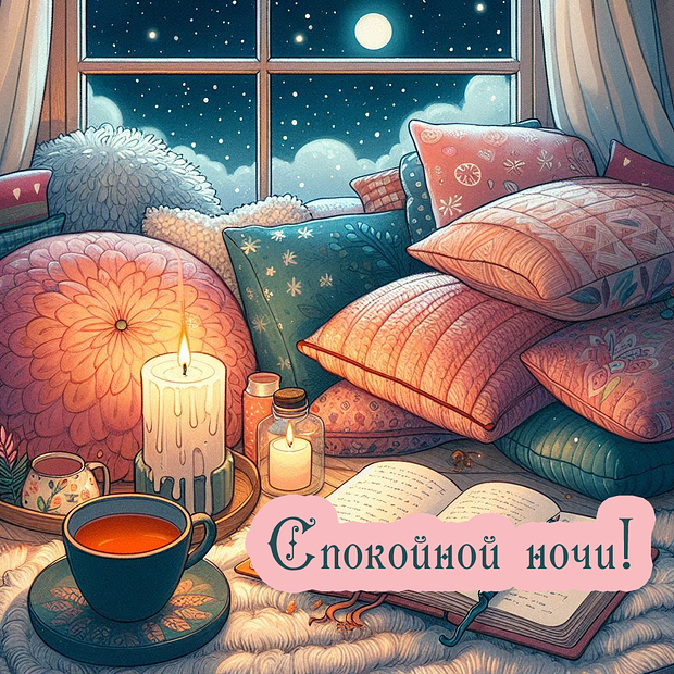 Красивая картинка с пожеланием спокойной ночи
