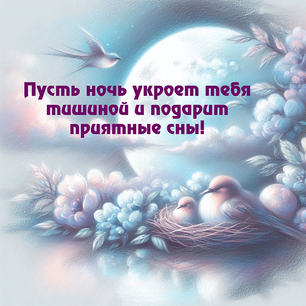 Скачать бесплатно открытку с пожеланием спокойной ночи

