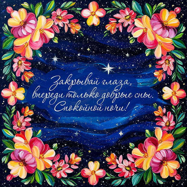 Красивая открытка с пожеланием доброй ночи
