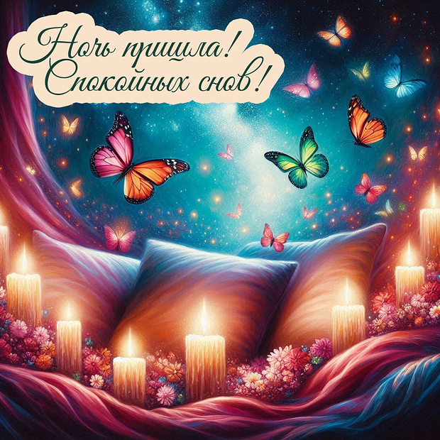 Скачать бесплатно открытку с пожеланием спокойной ночи
