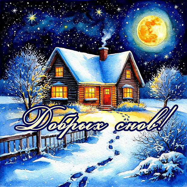 Красивая открытка с пожеланием спокойной ночи
