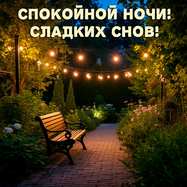 Открытка спокойной ночи и сладких снов
