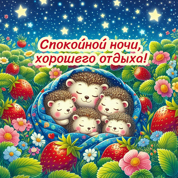 Прикольная открытка спокойной ночи 
