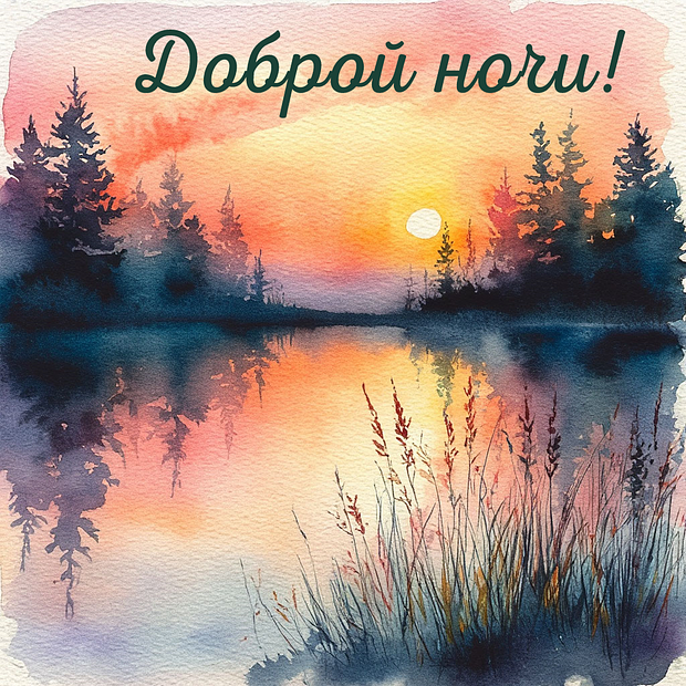 Красивая открытка с пожеланием спокойной ночи
