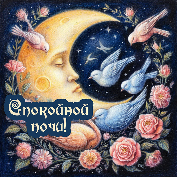 Открытка спокойной ночи и спокойного сна