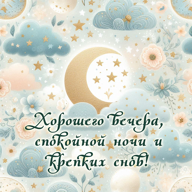 Красивая открытка с пожеланием спокойной ночи