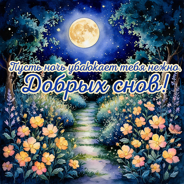 Скачать бесплатно картинку с пожеланием спокойной ночи
