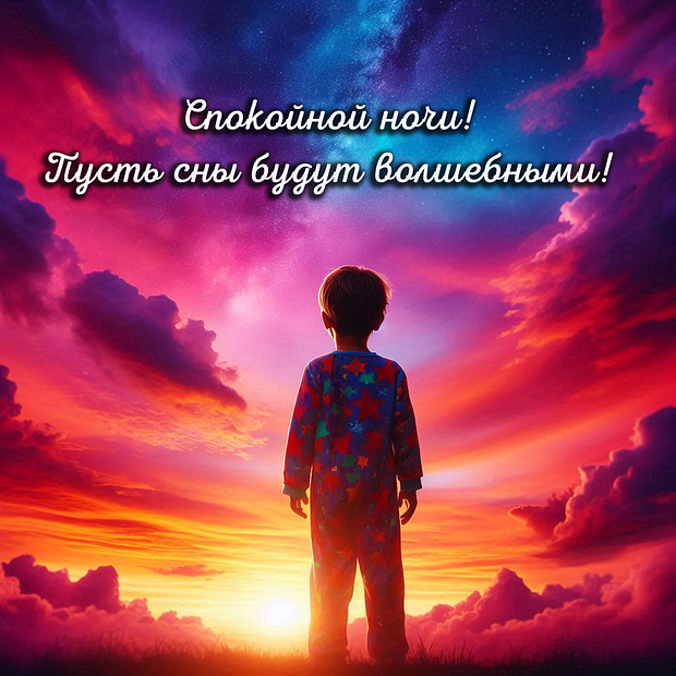 Красивая открытка с пожеланием спокойной ночи
