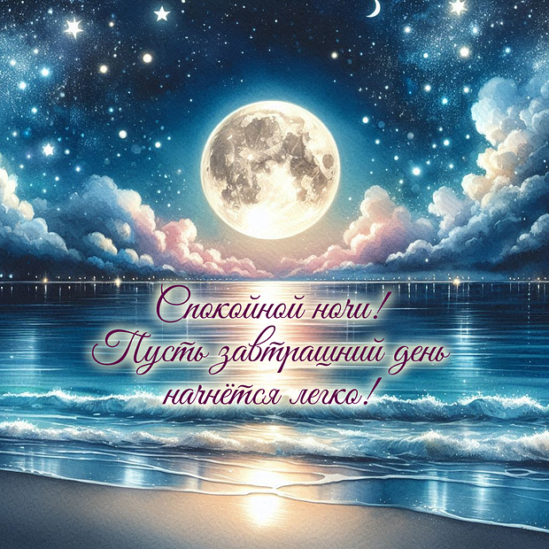 Красивая открытка с пожеланием спокойной ночи