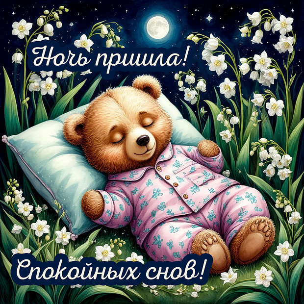 Прикольная открытка спокойной ночи 