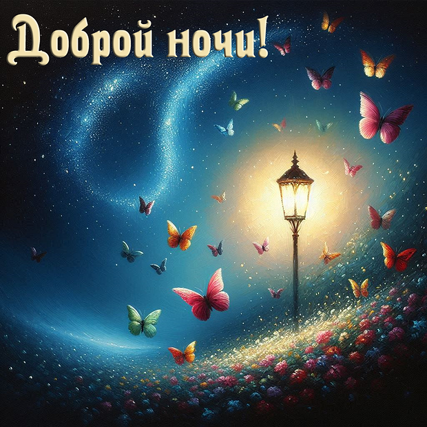 Красивая открытка с пожеланием доброй ночи
