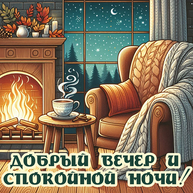 Открытка добрый вечер и спокойной ночи	
