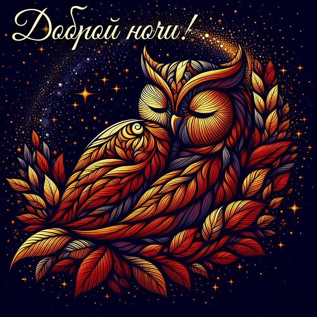 Открытка спокойной ночи и спокойного сна