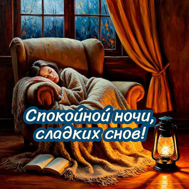 Красивая открытка с пожеланием спокойной ночи