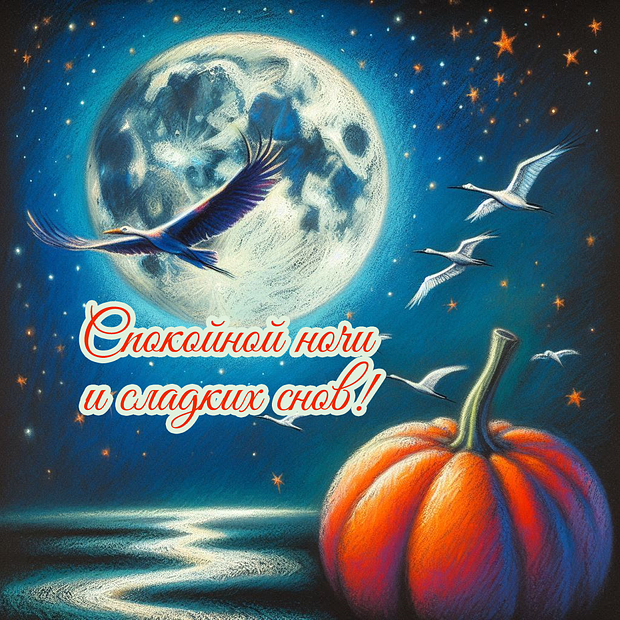 Красивая картинка с пожеланием доброй ночи
