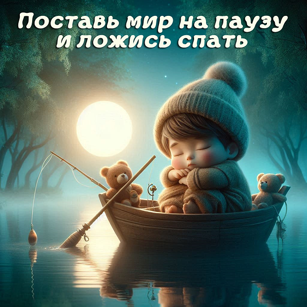 Забавная открытка спокойной ночи