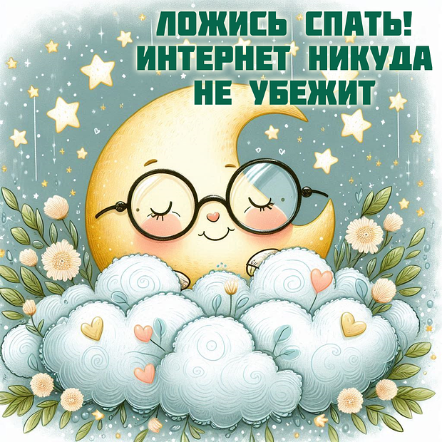 Красивая открытка с пожеланием доброй ночи
