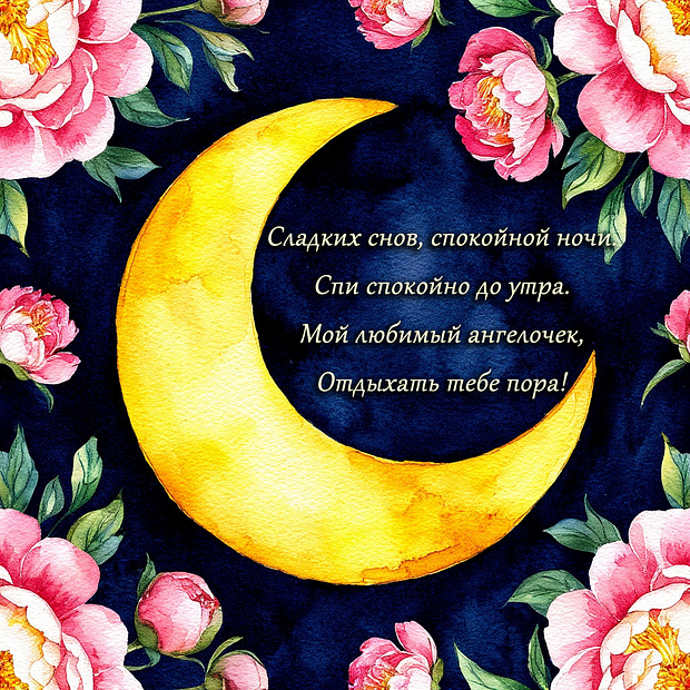Картинка со стихами с пожеланием спокойной ночи