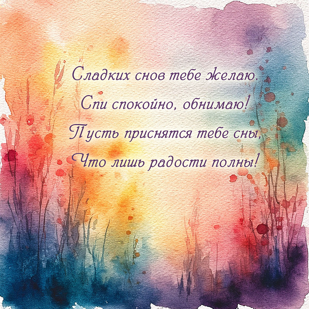 Открытка с пожеланием спокойной ночи в стихах

