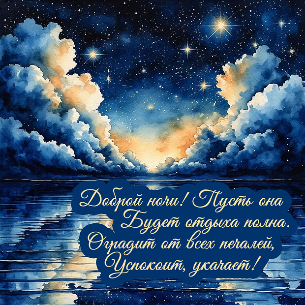 Картинка со стихами с пожеланием спокойной ночи