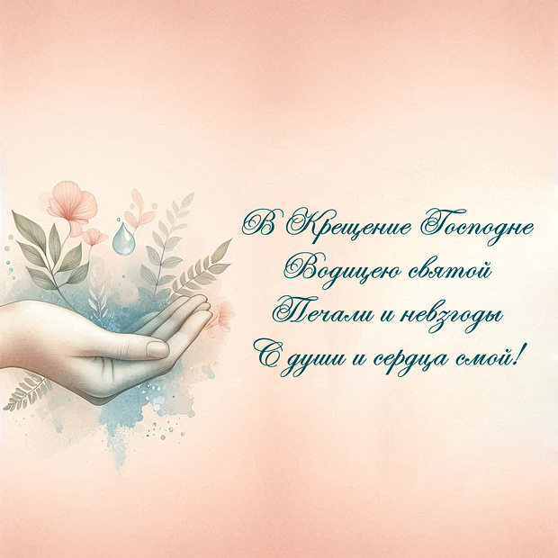 Картинка с поздравлением в стихах на Крещение
