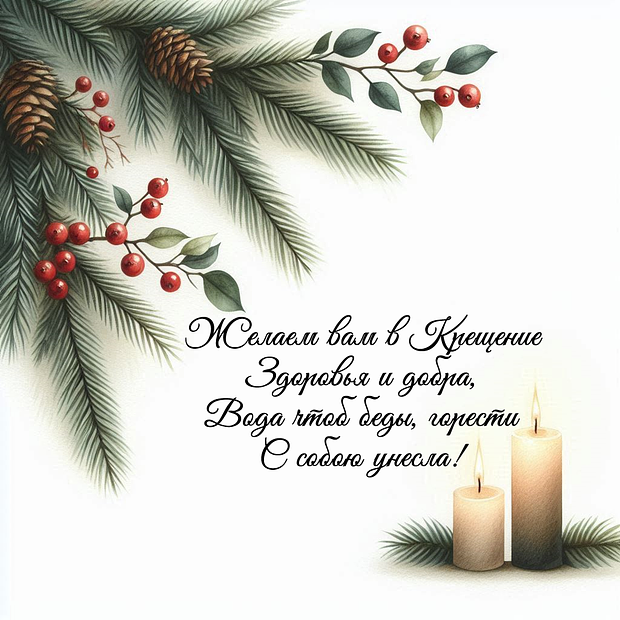 Открытка со стихами на Крещение
