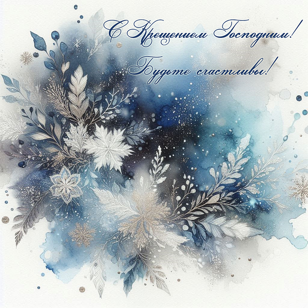 Открытка с поздравлением на Крещение
