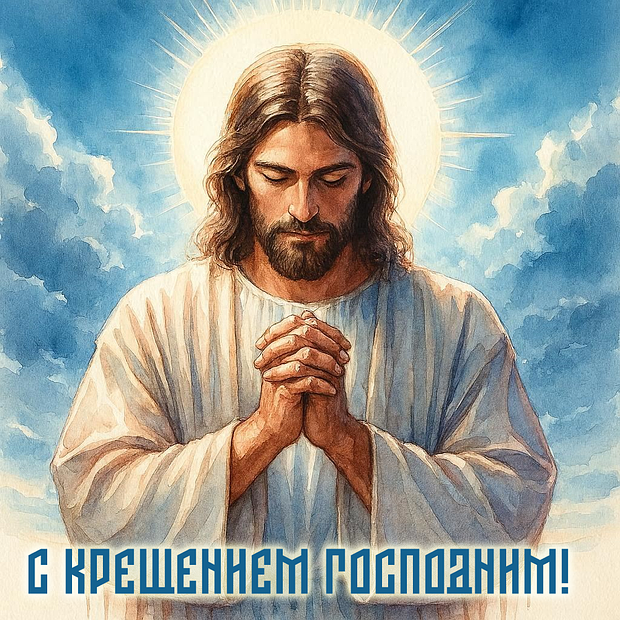 Картинка с поздравлением с Крещением
