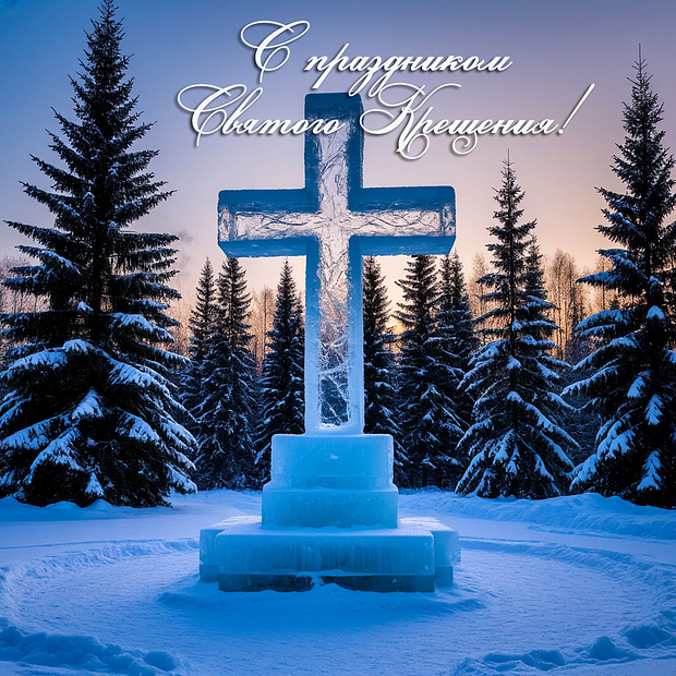 Открытка с Крещением Господним	

