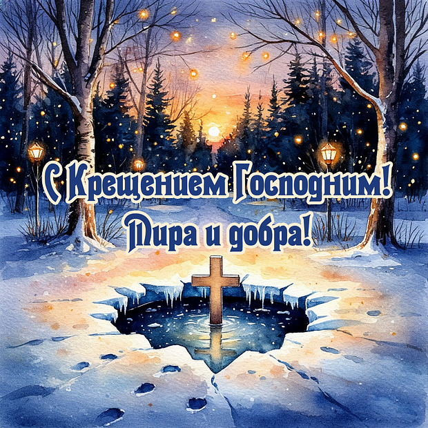 Бесплатная открытка с Крещением Господним
