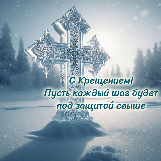 Открытка с поздравлением на Крещение
