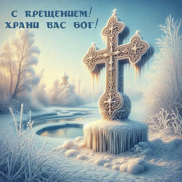 Открытка на Крещение с теплыми словами
