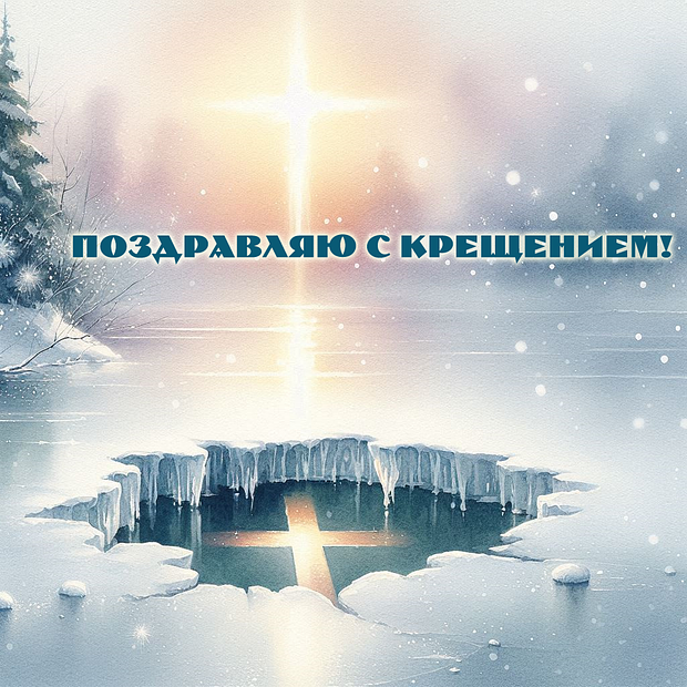 Открытка с душевным поздравлением с Крещением
