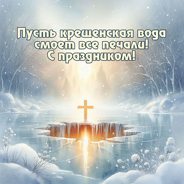 Картинка с поздравлением с Крещением
