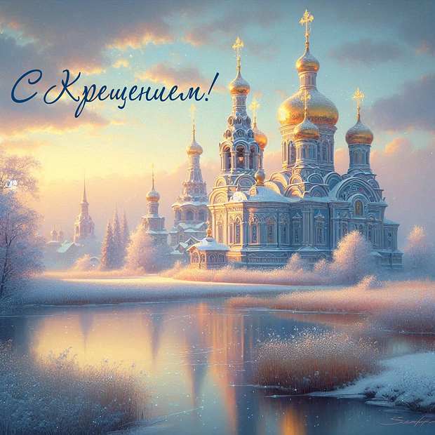 Оригинальная открытка с Крещением
