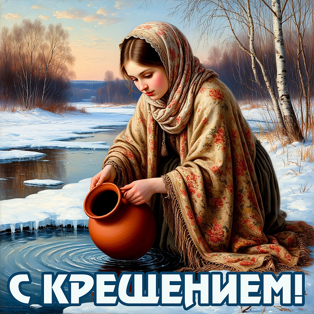 Красивая открытка с Крещением