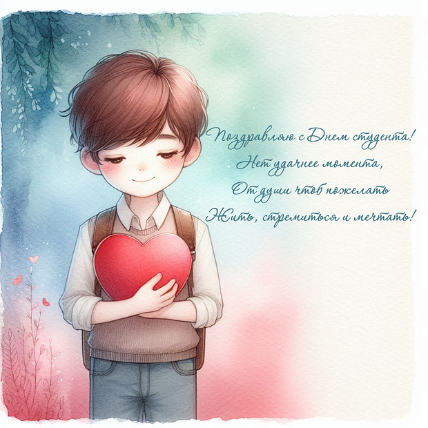 Картинка с поздравлением в стихах на День студента