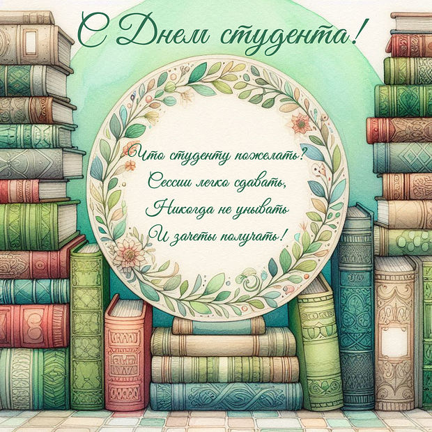 Картинка с поздравлением в стихах на День студента