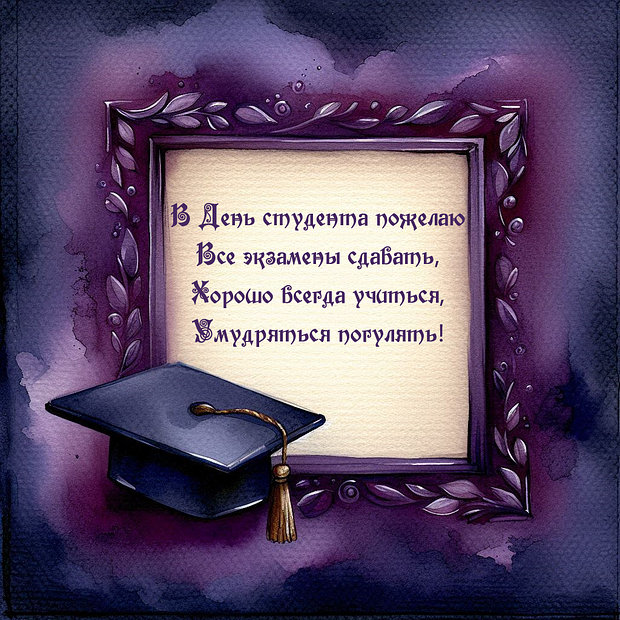 Открытка со стихами на День студента