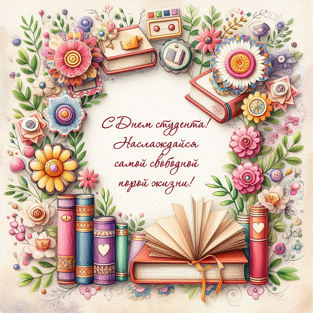 Красивая открытка на День студента