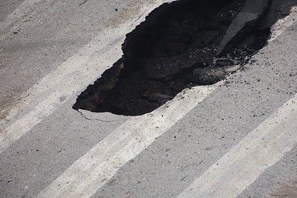 В российском городе из-за аварии на водопроводе провалилась земля и упало дерево